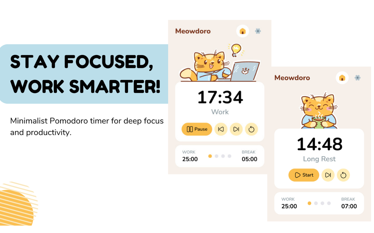 Meowdoro Tracker - Pomodoro Work Timer & Productivity Tool chrome谷歌浏览器插件_扩展第3张截图