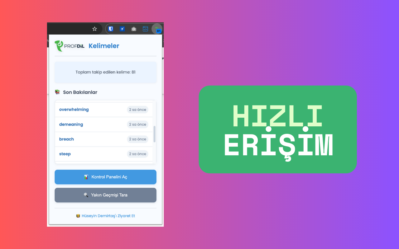 Profdil Kelime Takibi chrome谷歌浏览器插件_扩展第1张截图