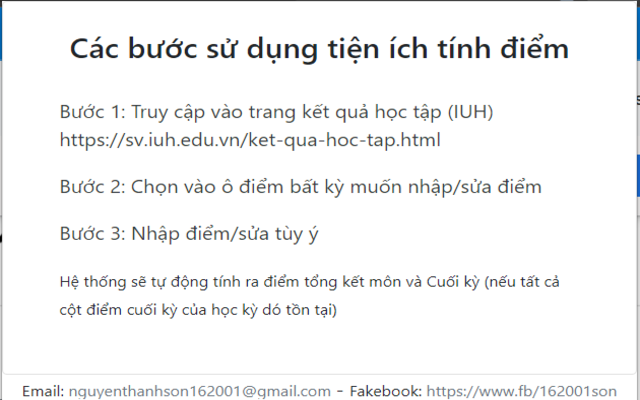 Tính điểm IUH chrome谷歌浏览器插件_扩展第2张截图