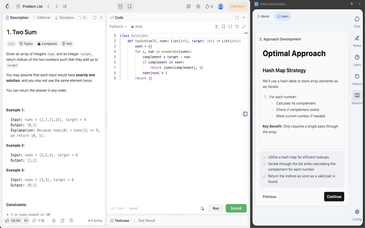 InterviewCodes (LeetCode, NeetCode support) - Ace SDE Interviews chrome谷歌浏览器插件_扩展第3张截图