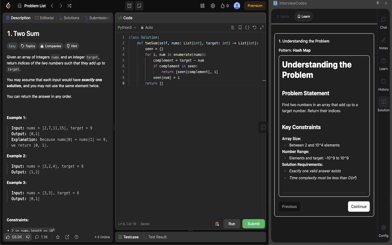 InterviewCodes (LeetCode, NeetCode support) - Ace SDE Interviews chrome谷歌浏览器插件_扩展第4张截图