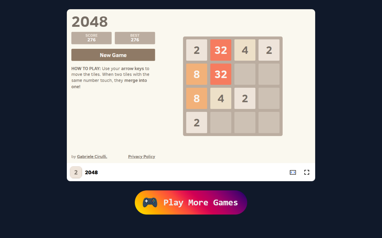 2048 在浏览器中游戏 - 免费且离线可用 chrome谷歌浏览器插件_扩展第3张截图