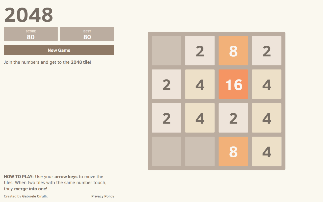 2048 在浏览器中游戏 - 免费且离线可用 chrome谷歌浏览器插件_扩展第4张截图