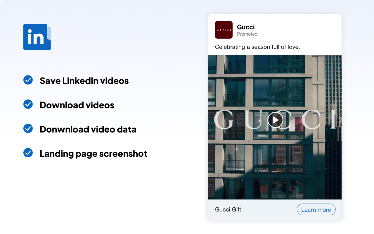 Ad Library - Linkedin广告视频下载器和数据导出 chrome谷歌浏览器插件_扩展第2张截图