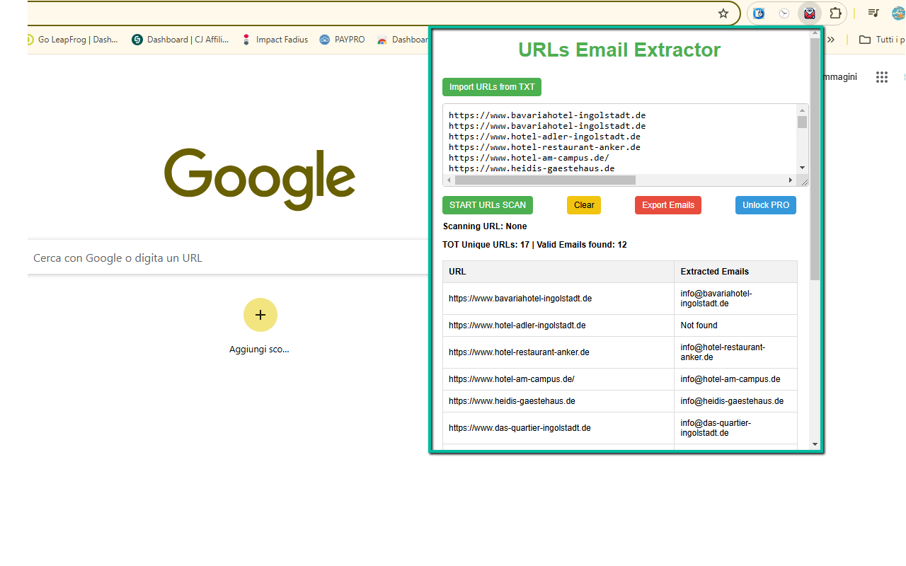 URLs Email Extractor chrome谷歌浏览器插件_扩展第2张截图