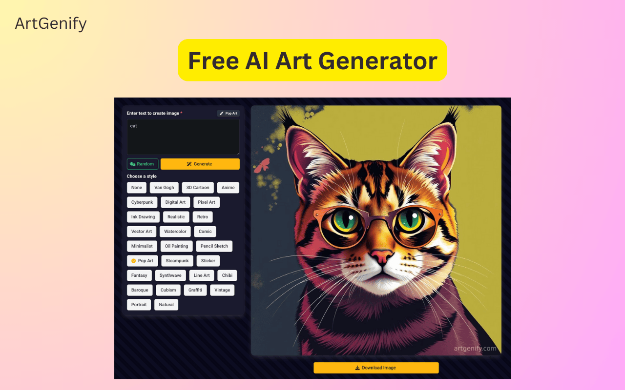 免费 AI 艺术生成器 - ArtGenify chrome谷歌浏览器插件_扩展第2张截图
