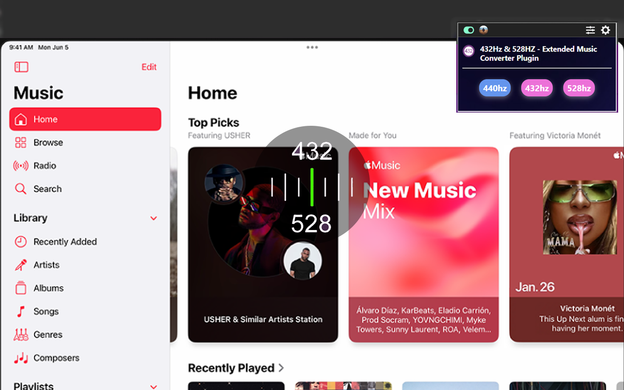 432Hz & 528Hz Converter for YouTube and Apple Music chrome谷歌浏览器插件_扩展第3张截图