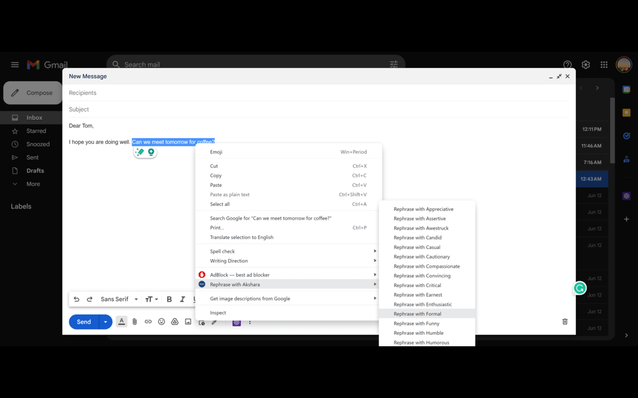 Rephrase with Akshara chrome谷歌浏览器插件_扩展第3张截图