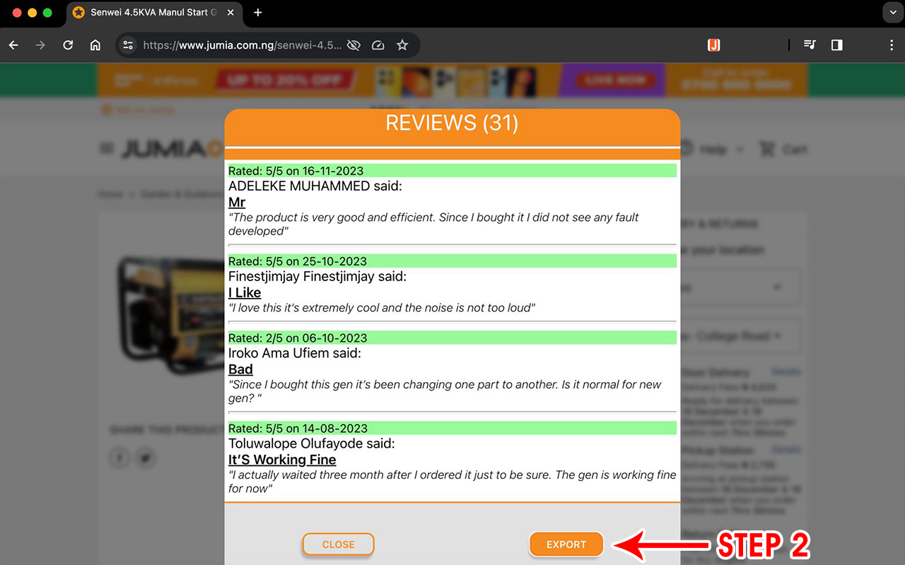 Jumia Reviews Extractor For Chrome chrome谷歌浏览器插件_扩展第1张截图