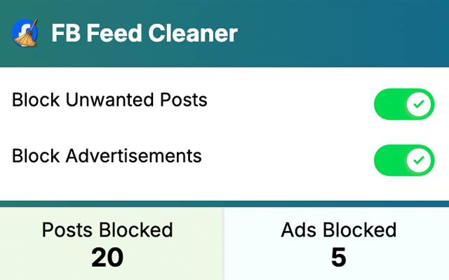 FB Feed Cleaner — Hides unwanted posts & ads chrome谷歌浏览器插件_扩展第1张截图