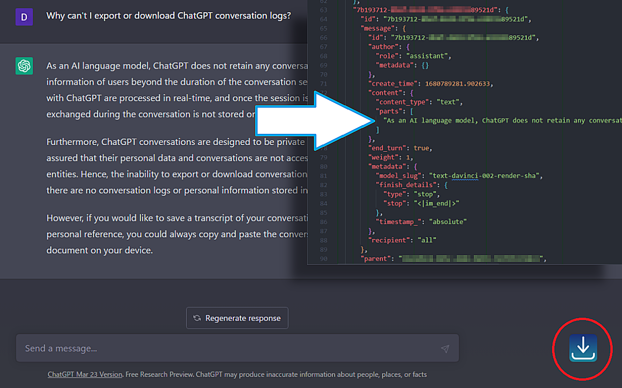 ChatGPT: Chat Log Export (JSON) chrome谷歌浏览器插件_扩展第1张截图