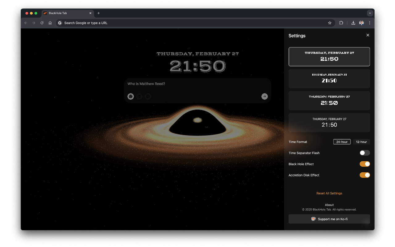 BlackHole Tab chrome谷歌浏览器插件_扩展第1张截图
