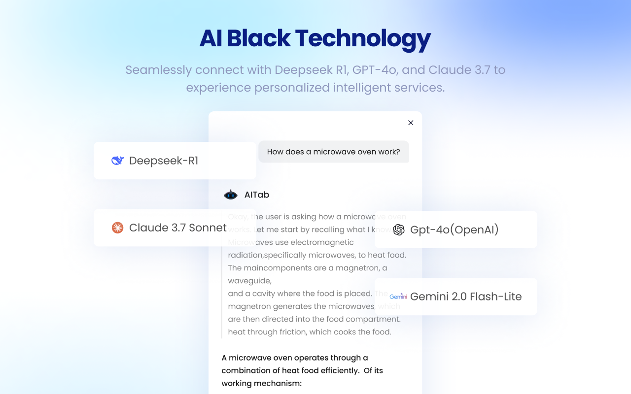 AITab: Sidebar AI Assistant | GPT-4.1, Claude 3.7, DeepSeek & AI Tools chrome谷歌浏览器插件_扩展第2张截图