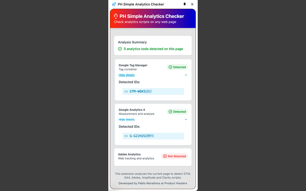 PH Simple Analytics Checker chrome谷歌浏览器插件_扩展第2张截图