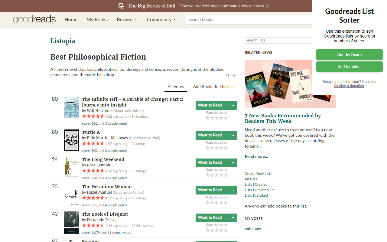 Goodreads List Sorter chrome谷歌浏览器插件_扩展第1张截图