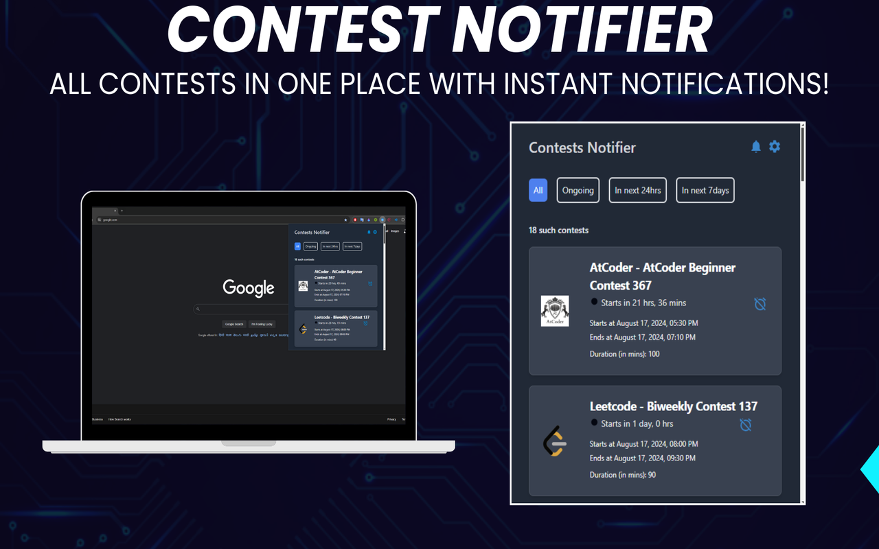 Contests Notifier chrome谷歌浏览器插件_扩展第1张截图