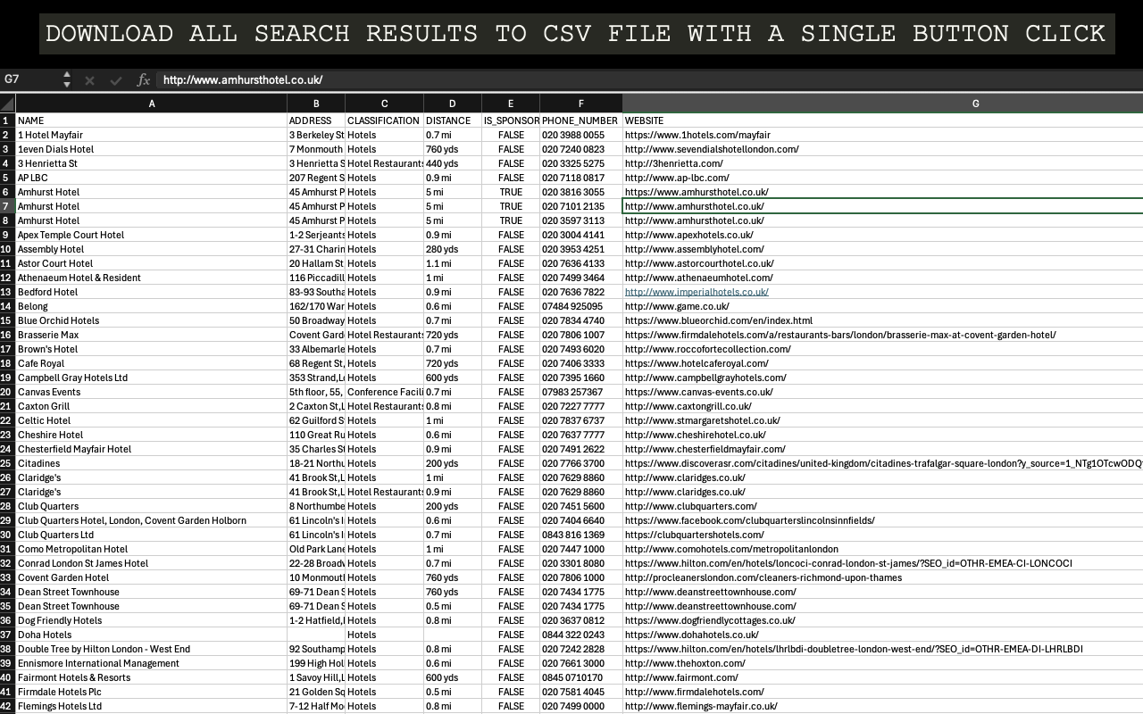 Yell - Download Search Results as CSV chrome谷歌浏览器插件_扩展第3张截图