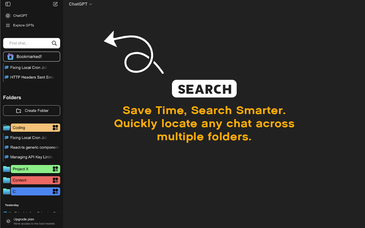 ChatGPT Folders, Search, Bookmarks - ChatFolderz: AI Chat Organizer Tool. chrome谷歌浏览器插件_扩展第1张截图