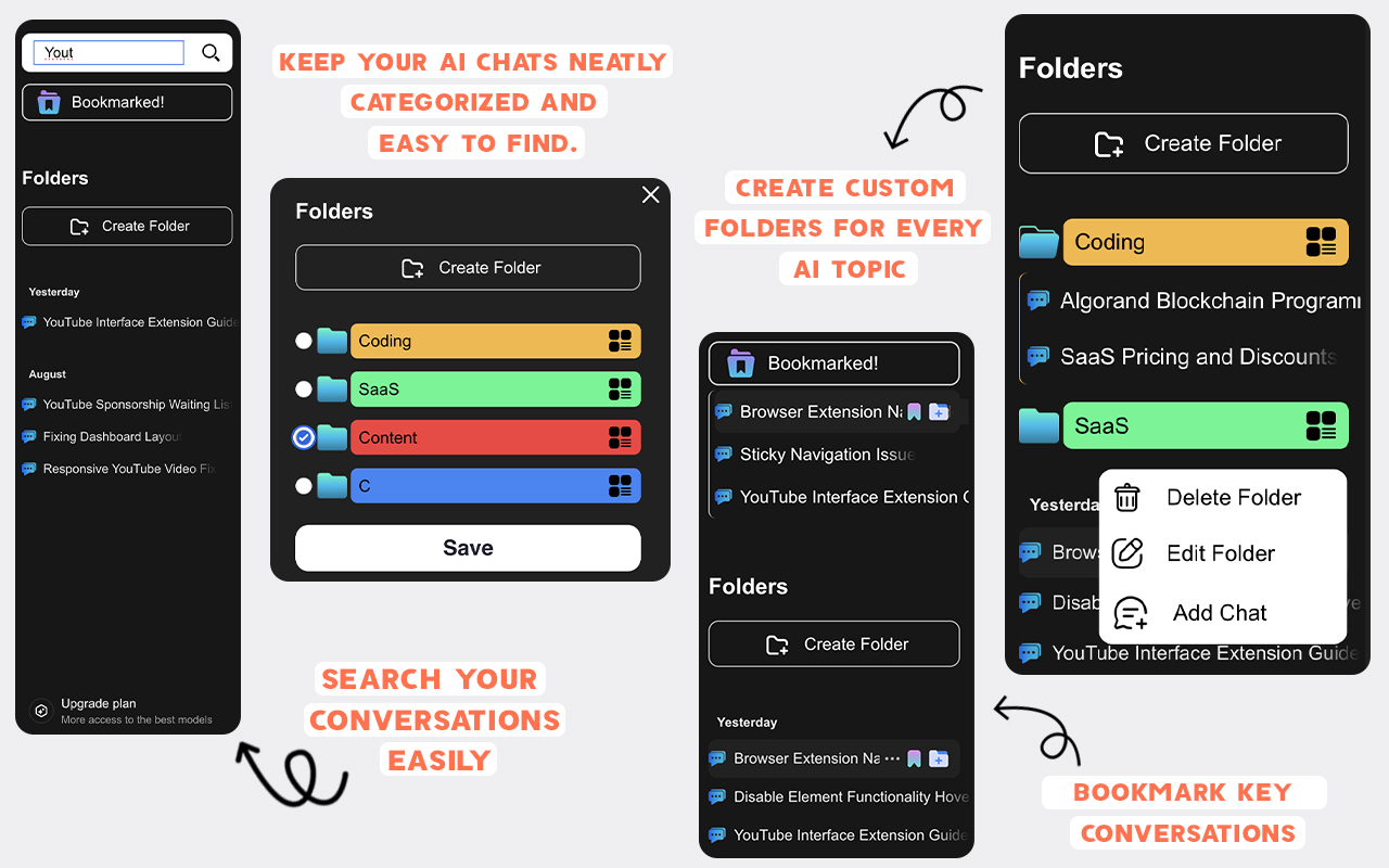 ChatGPT Folders, Search, Bookmarks - ChatFolderz: AI Chat Organizer Tool. chrome谷歌浏览器插件_扩展第2张截图