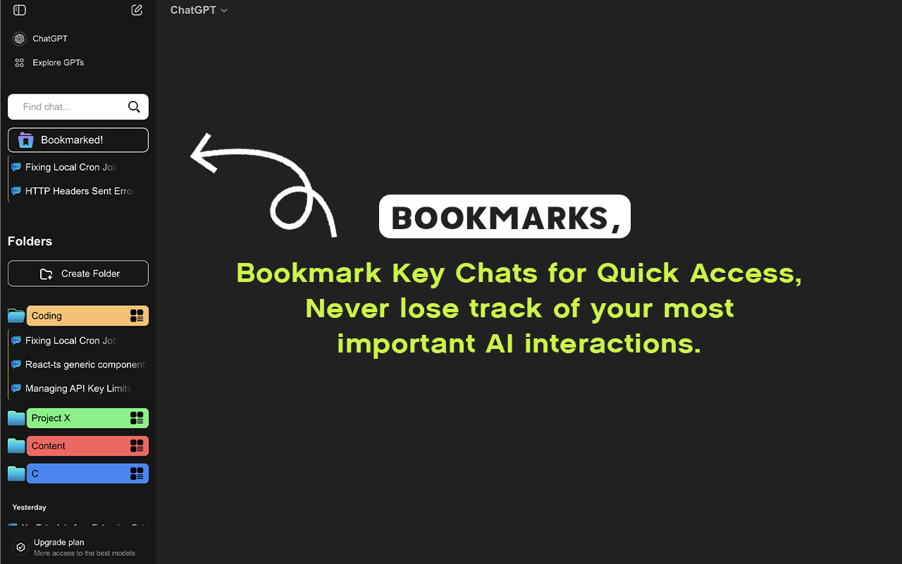 ChatGPT Folders, Search, Bookmarks - ChatFolderz: AI Chat Organizer Tool. chrome谷歌浏览器插件_扩展第4张截图