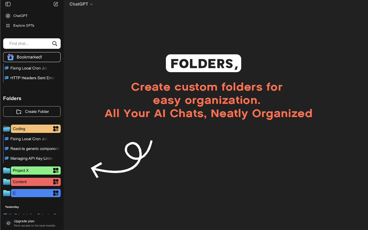 ChatGPT Folders, Search, Bookmarks - ChatFolderz: AI Chat Organizer Tool. chrome谷歌浏览器插件_扩展第5张截图