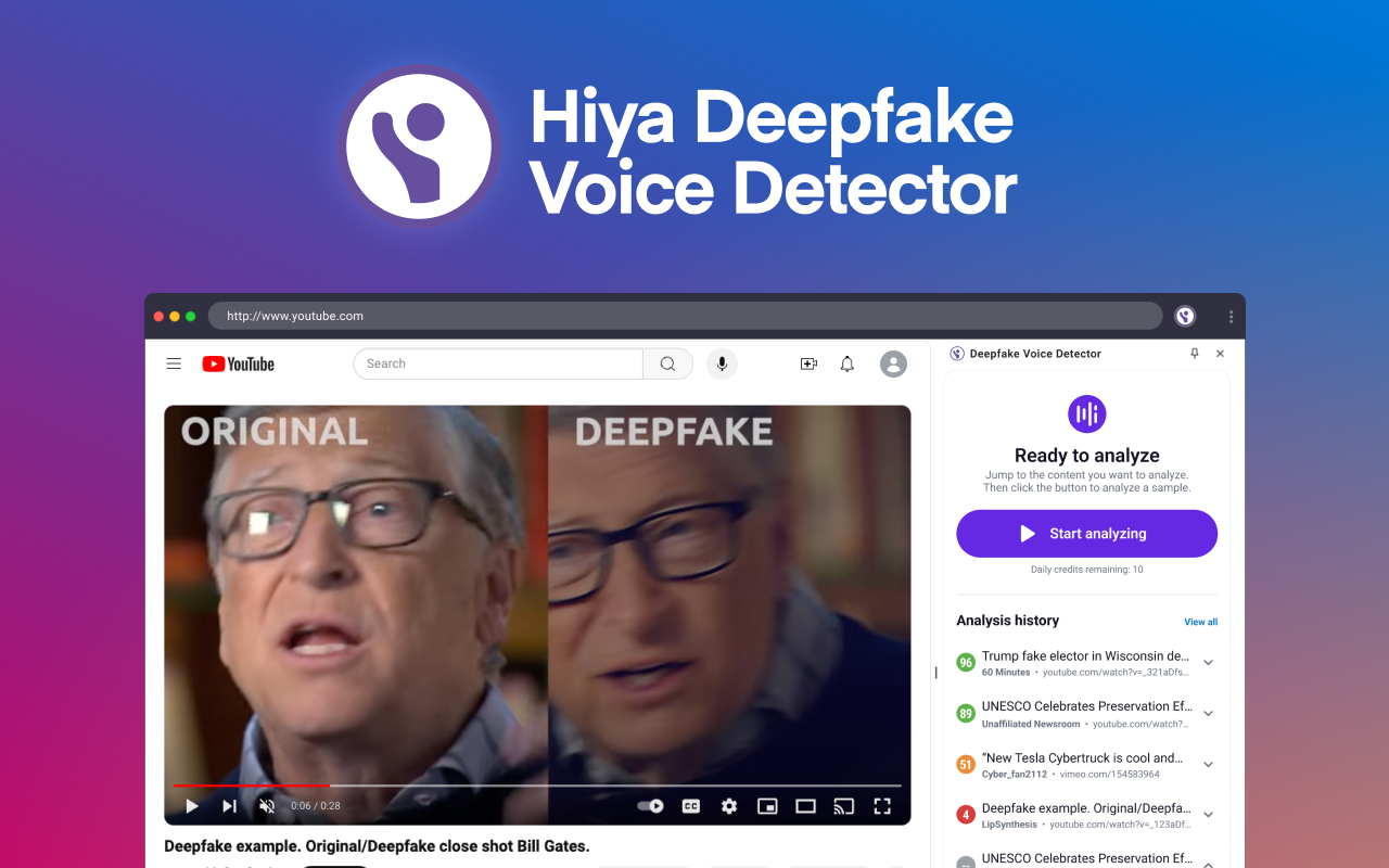 Hiya Deepfake Voice Detector chrome谷歌浏览器插件_扩展第2张截图