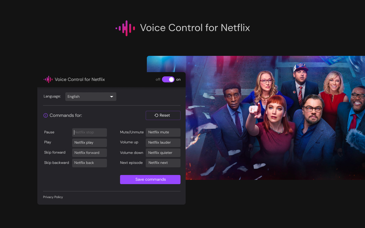 Voice Control for Netflix chrome谷歌浏览器插件_扩展第1张截图