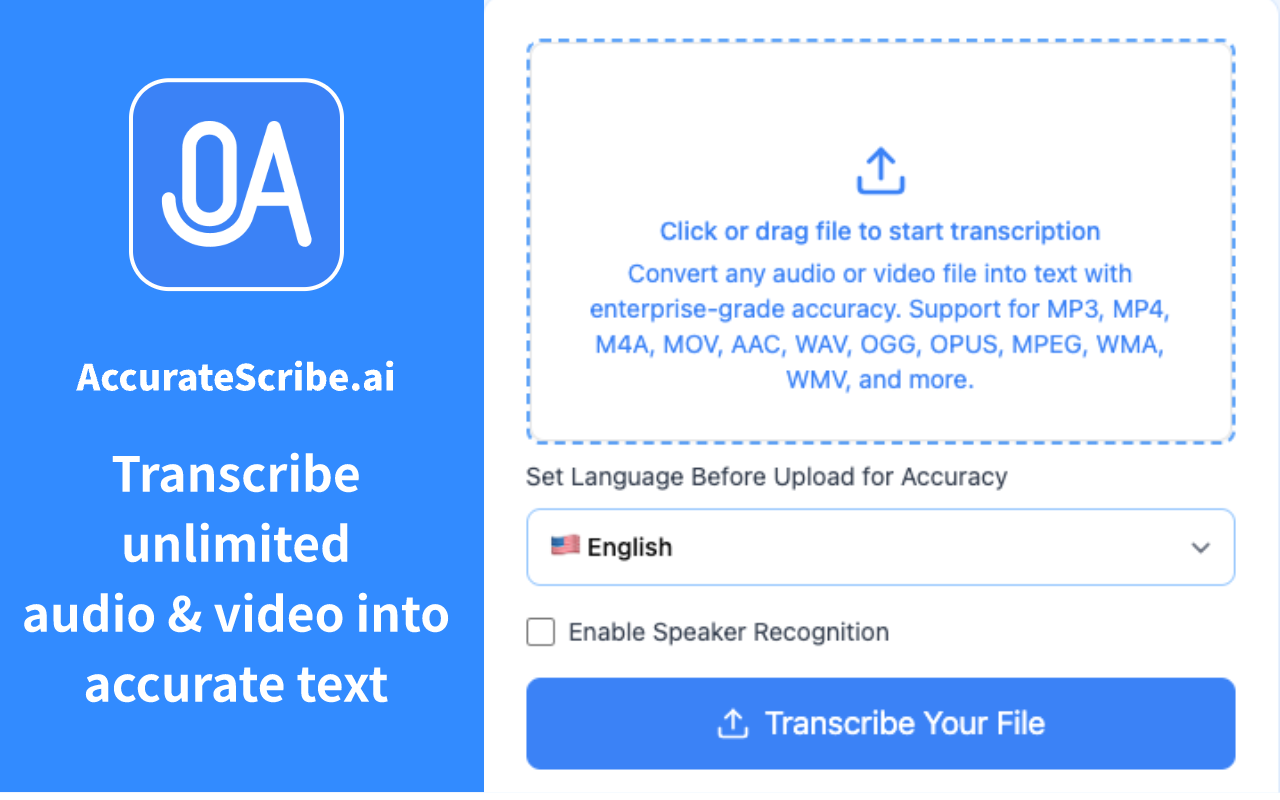 Transcribe Audio & Video & Speech to Text – Free Online Converter chrome谷歌浏览器插件_扩展第5张截图