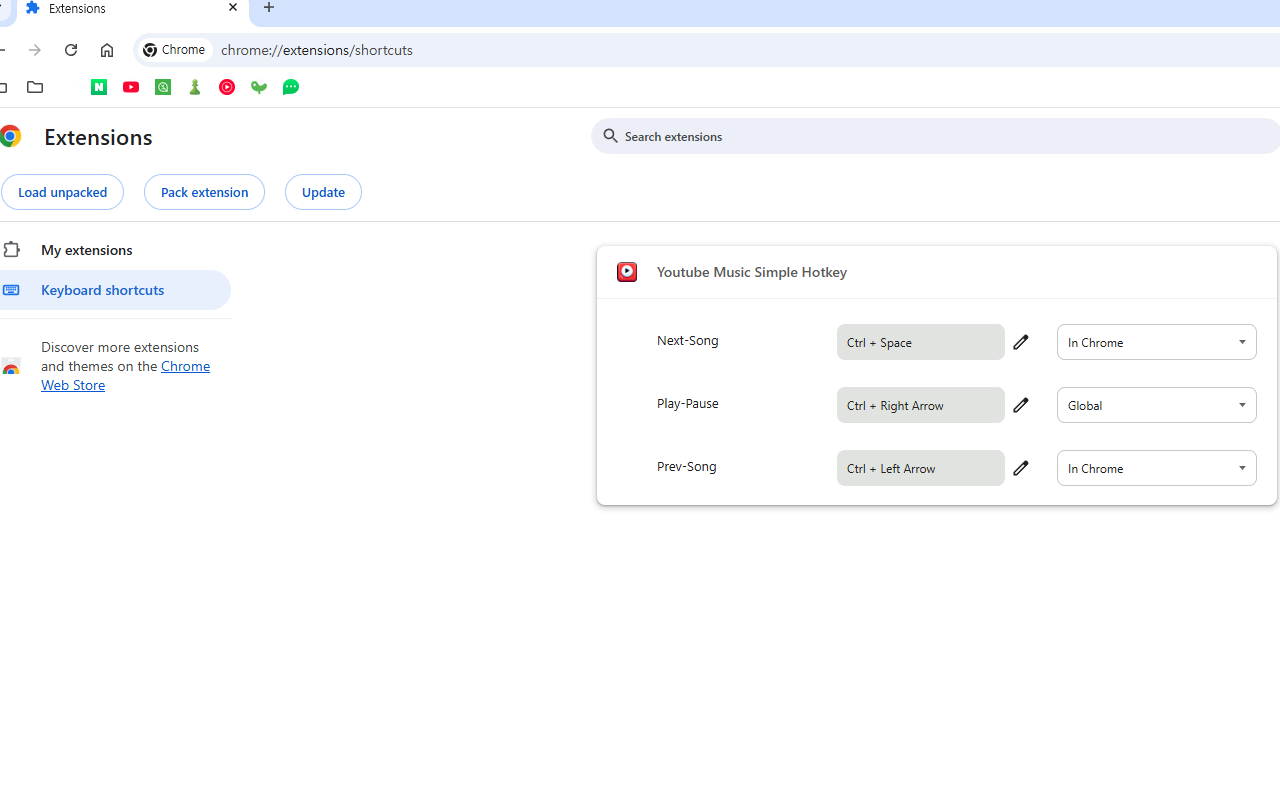 Youtube Music Simple Hotkey chrome谷歌浏览器插件_扩展第1张截图