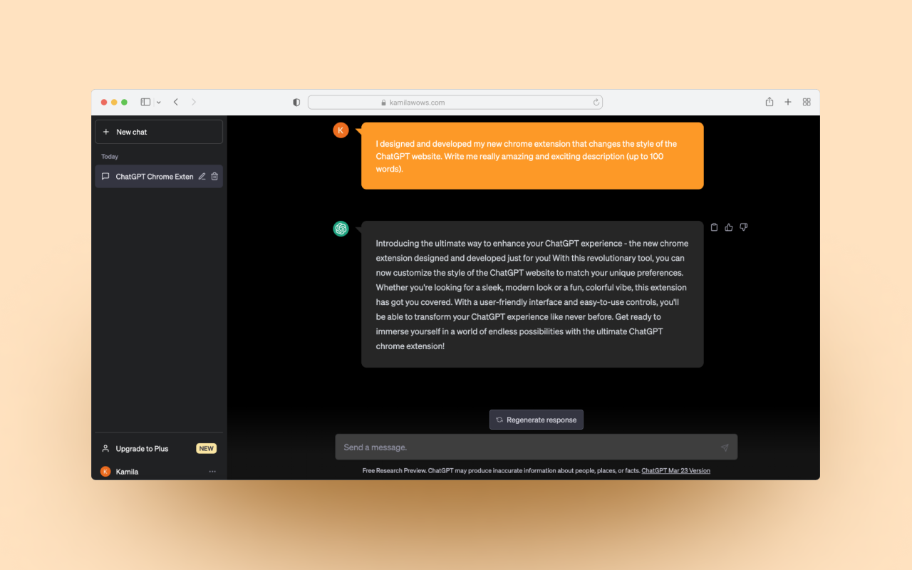 Orange ChatGPT Theme chrome谷歌浏览器插件_扩展第3张截图