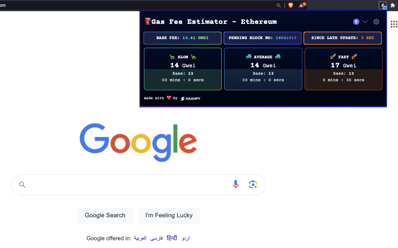 Gas Fee Estimator by HASHPY chrome谷歌浏览器插件_扩展第4张截图