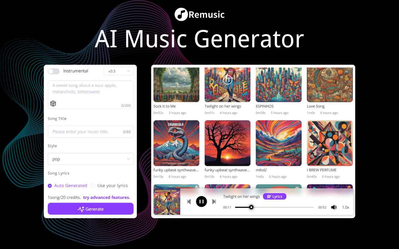 AI音乐生成器 | 智能歌曲创作 chrome谷歌浏览器插件_扩展第1张截图