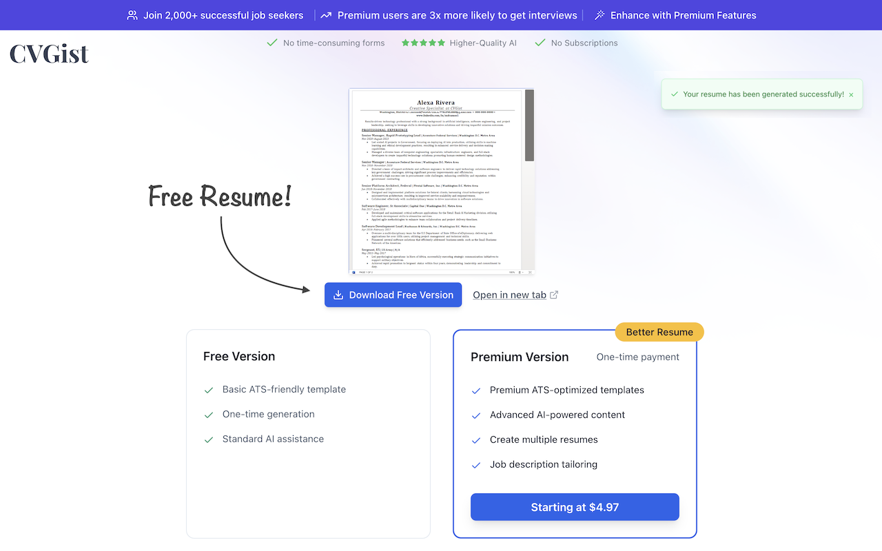 LinkedIn to Resume, by CVGist chrome谷歌浏览器插件_扩展第1张截图