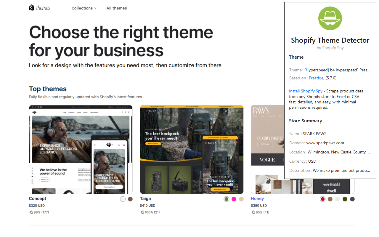 Shopify Theme Detector by Shopify Spy chrome谷歌浏览器插件_扩展第1张截图