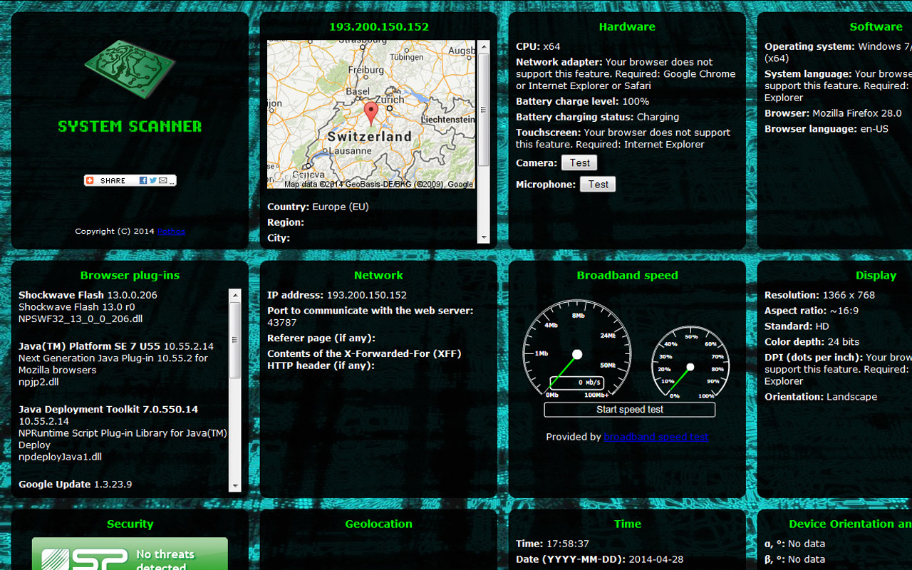 System Scanner - 您的计算机规格、互联网速度和 IP 信息 chrome谷歌浏览器插件_扩展第4张截图