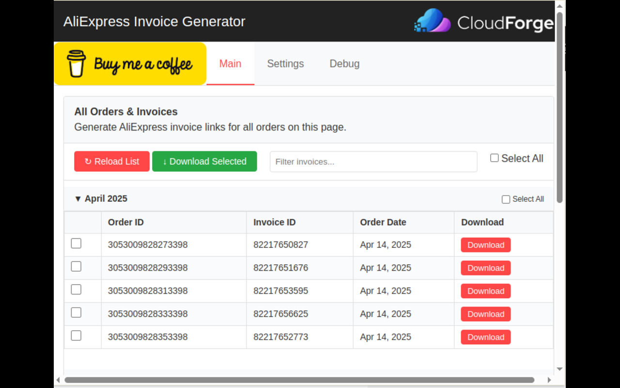 AliExpress Invoice Download chrome谷歌浏览器插件_扩展第2张截图