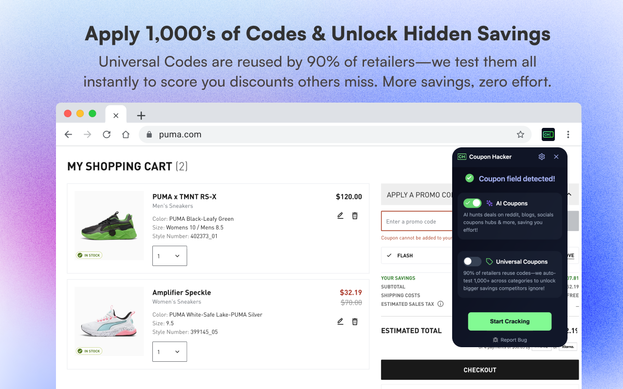 Coupon Hacker: Unlock VIP & Hidden Coupon Codes with AI chrome谷歌浏览器插件_扩展第1张截图