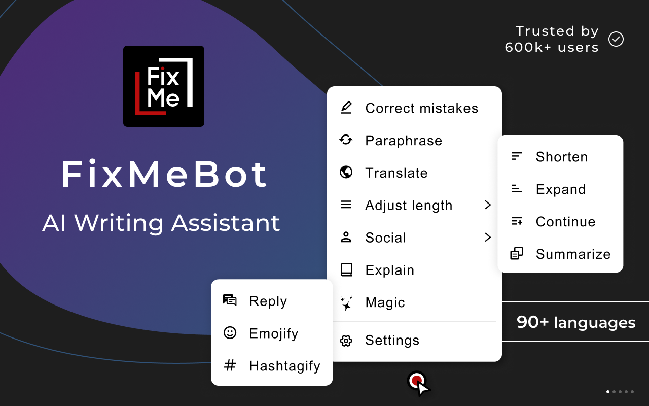 FixMeBot - AI Writing Assistant and Language Tool chrome谷歌浏览器插件_扩展第2张截图
