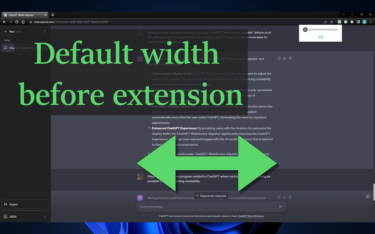 ChatGPT WideScreen Adjuster chrome谷歌浏览器插件_扩展第3张截图