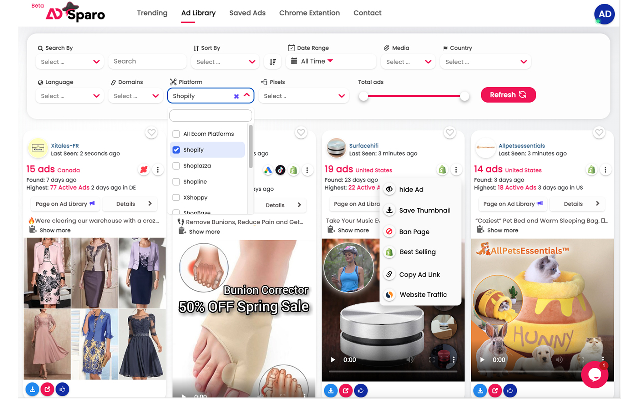AdSparo - AdLibrary Ad Finder & Ad spy Tool chrome谷歌浏览器插件_扩展第4张截图