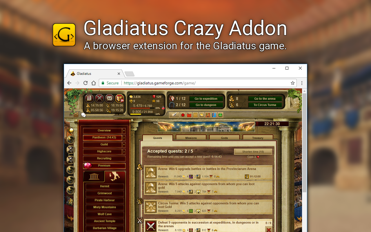 Gladiatus Crazy Add On chrome谷歌浏览器插件_扩展第2张截图