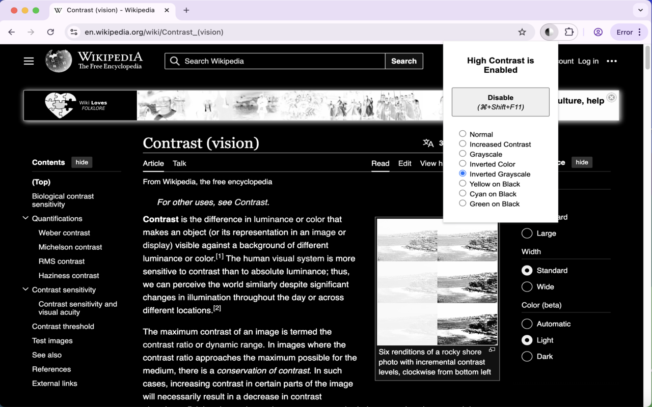 高对比度模式 chrome谷歌浏览器插件_扩展第1张截图
