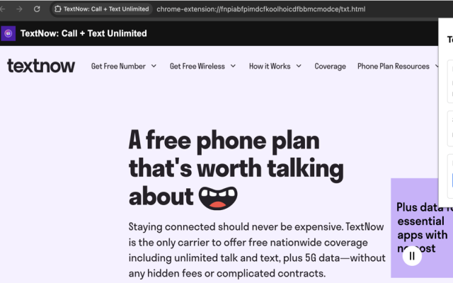 TextNow: Call + Text Unlimited chrome谷歌浏览器插件_扩展第1张截图