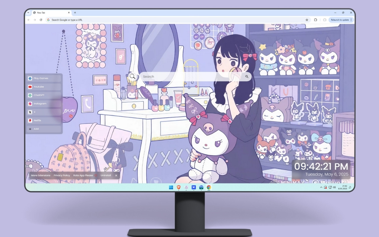 Kuromi Room Live Wallpaper chrome谷歌浏览器插件_扩展第4张截图