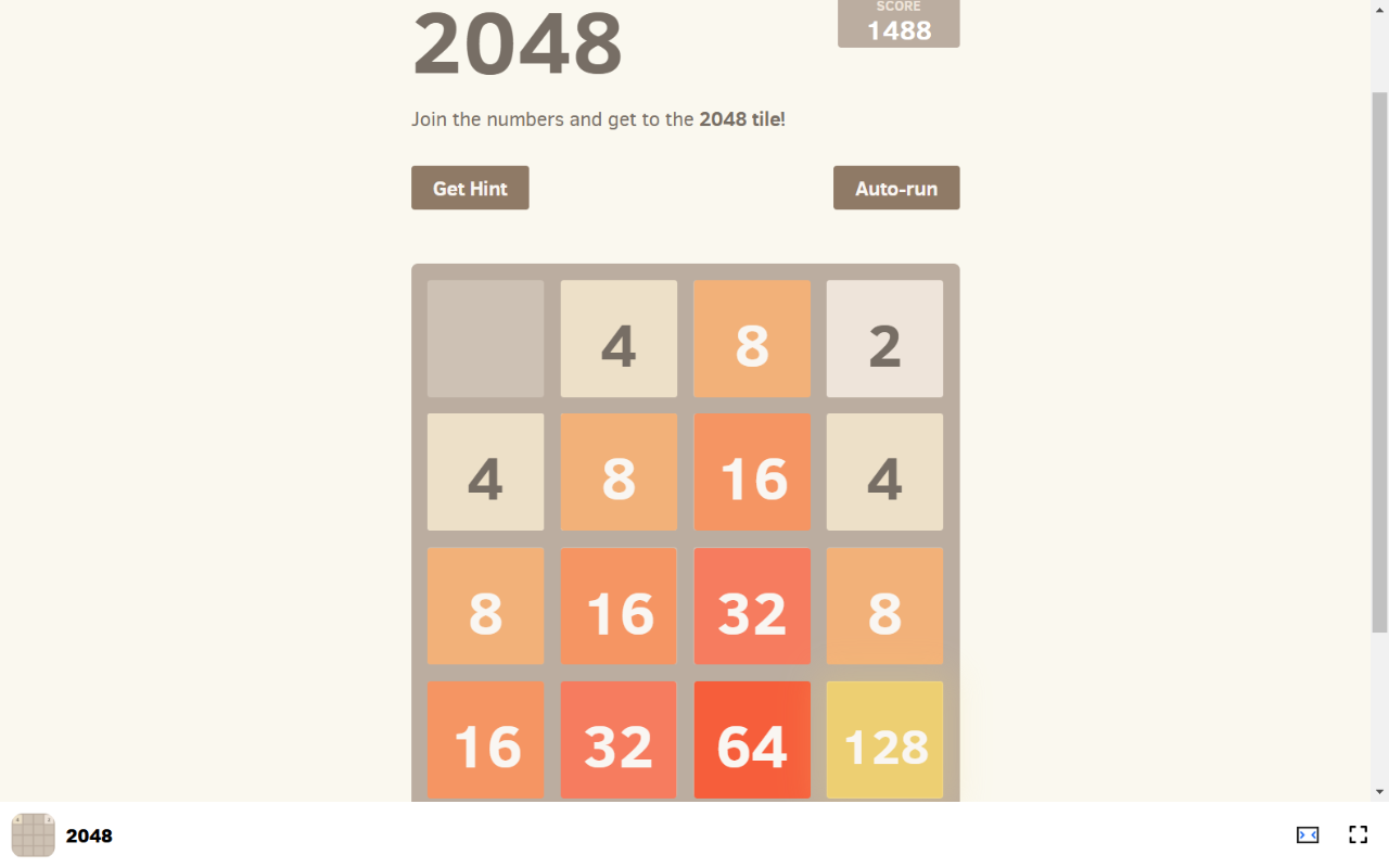 2048 在浏览器中游戏 - 免费且离线可用 chrome谷歌浏览器插件_扩展第3张截图