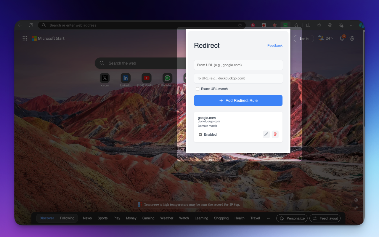 Redirect chrome谷歌浏览器插件_扩展第1张截图