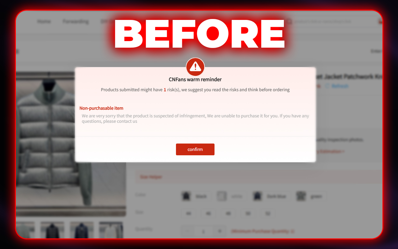 CNfans Warm Reminder Remover by RepGalaxy chrome谷歌浏览器插件_扩展第1张截图
