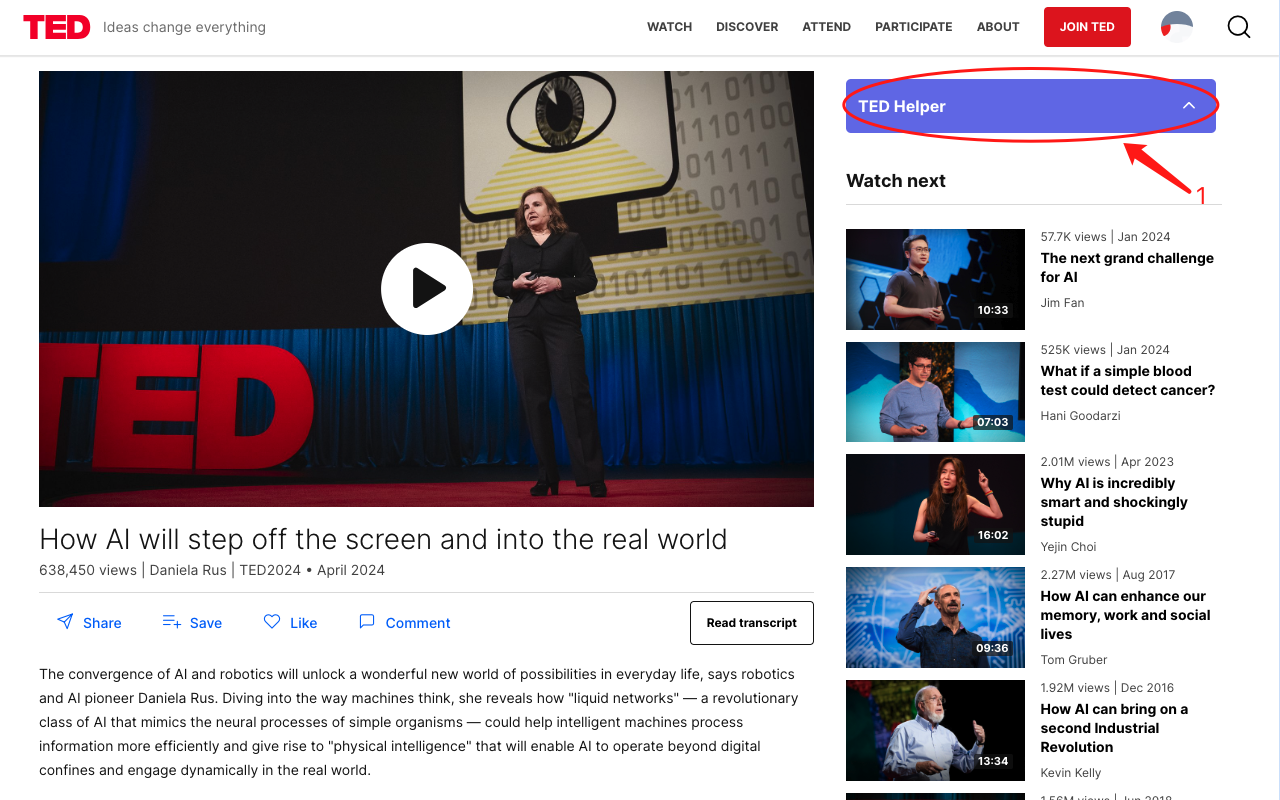 TED Transcript Download chrome谷歌浏览器插件_扩展第1张截图