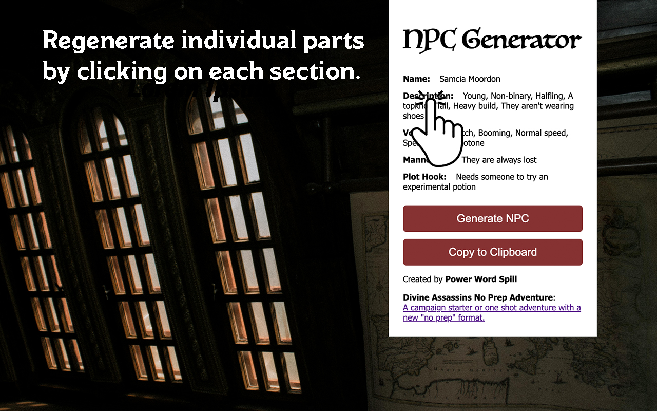 NPC Generator chrome谷歌浏览器插件_扩展第2张截图