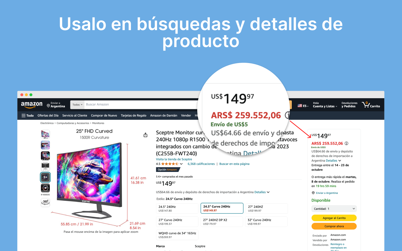 Amazon en Pesos (ARG) chrome谷歌浏览器插件_扩展第2张截图